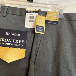 Haggar Iron Free Premium Khaki Pants - Gray